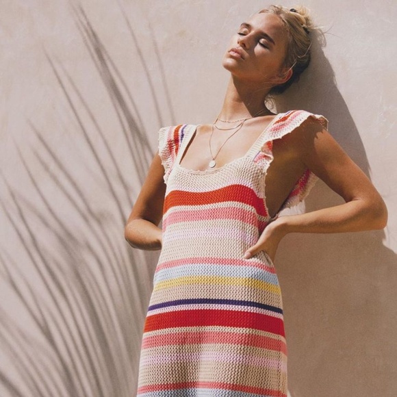 Rails Dress JUNE Tan Multi Stripe Mini Knit Sleeveless Size S - Picture 4 of 15